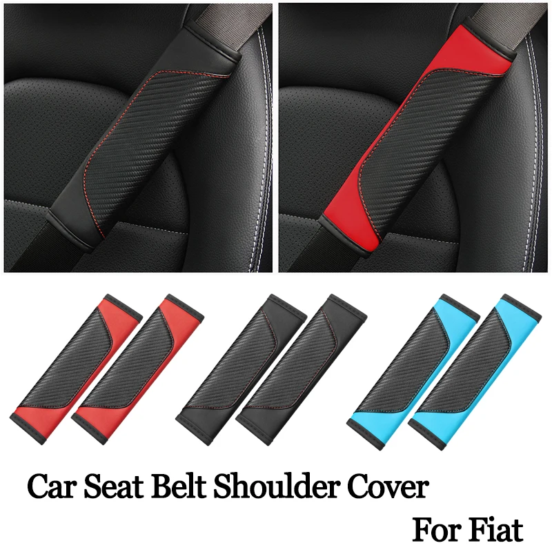 Car Seat Belt Shoulder Cover Carbon Fiber PU Leather For Fiat 500 Punto 500x Bravo Stilo Ducato Abarth 500C Interior Accessories