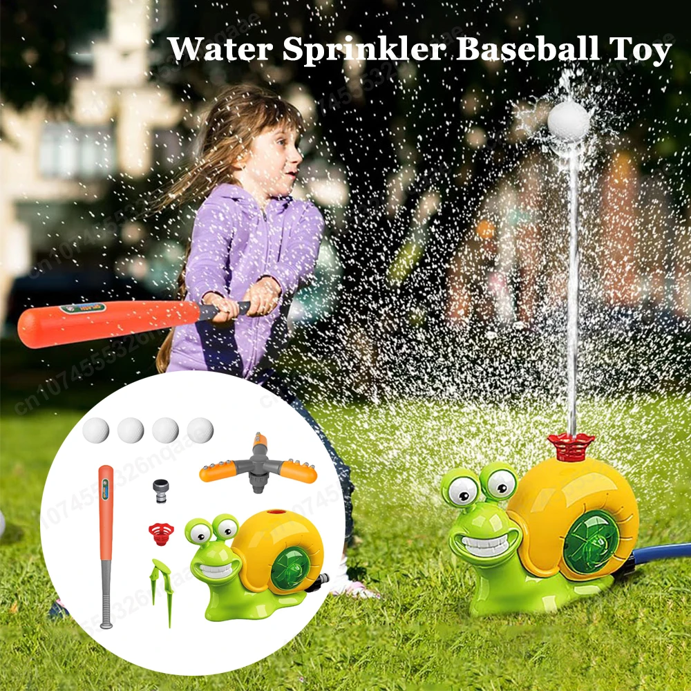 

2 in 1 Water Sprinkler Baseball Toy Fun Attaches To Water Hose Cartoon Snail Spray Water Toys Summer Garden Kids Baseball Toys