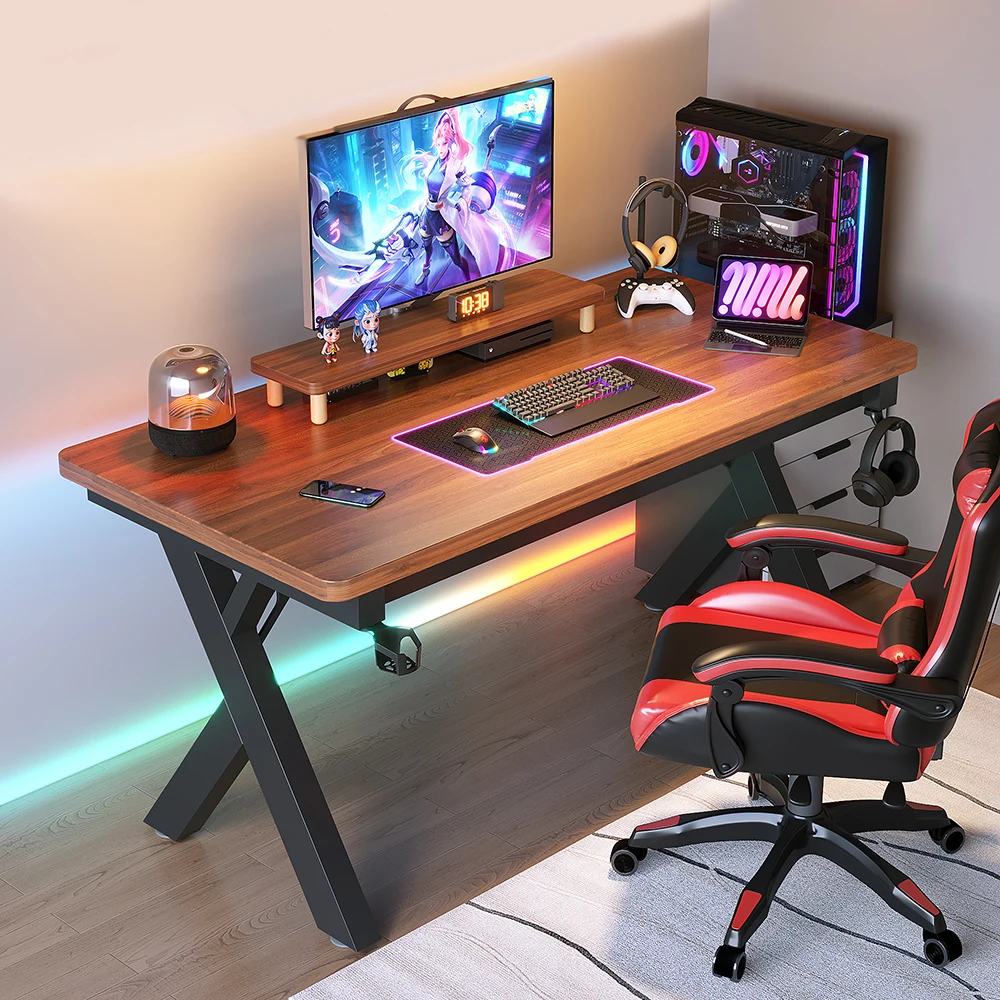 HOT Solid Wood Computer Study Desk; Home Office Gaming Desk; Ergonomic Gaming Study Office All-In-One Computer Desk