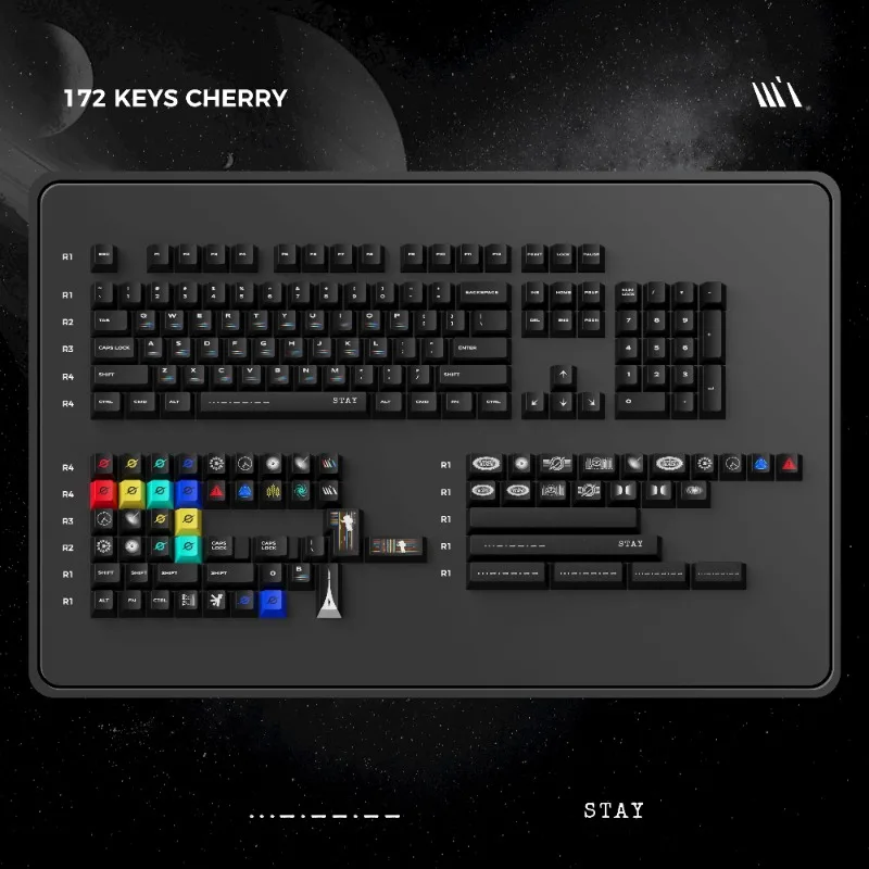 WUkds Interstellar Theme Keycap KCA/Cherry Profile Key Cap PBT Thermal Sublimation Custom Personalized Mechanical Keyboard Cap