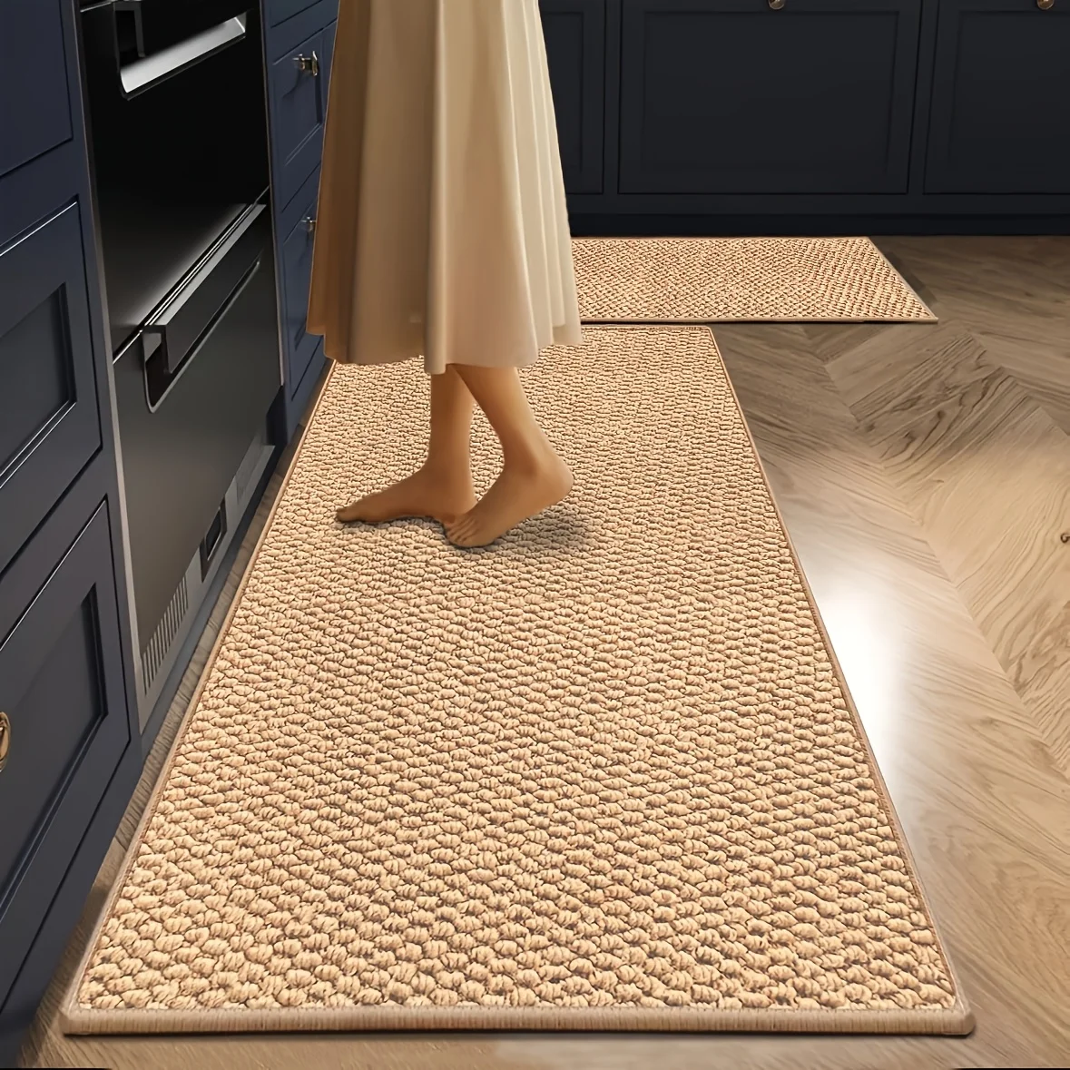 

1300Gsmswordfish And Pineapple Design Kitchen Runner Mat Washable for Hallway Laundry Room Bathroom Entrance Beige