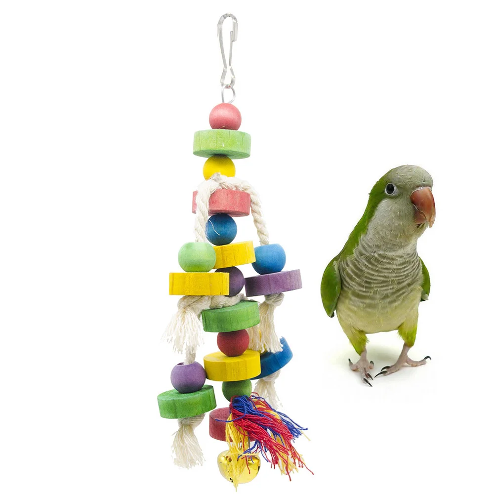 Round Block Birds Bite Playing Toy Parrot Cotton Rope String Toy Funny Bird String parrot toy bird bite toy