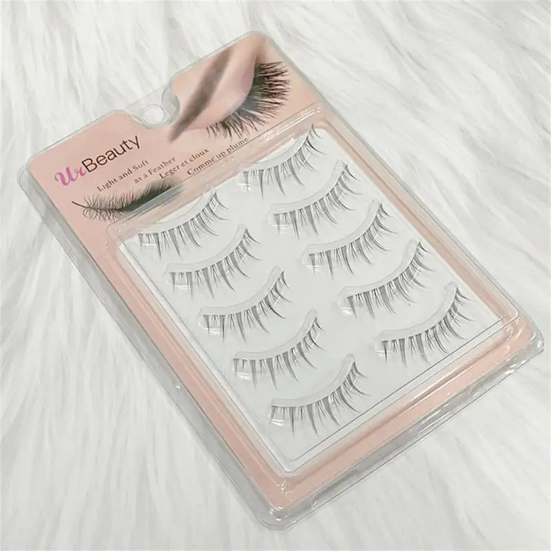 Faux cils naturels réutilisables pour agrandir les yeux, outil de maquillage, extension de cils, vent d'académie, 5 paires, 2 pièces