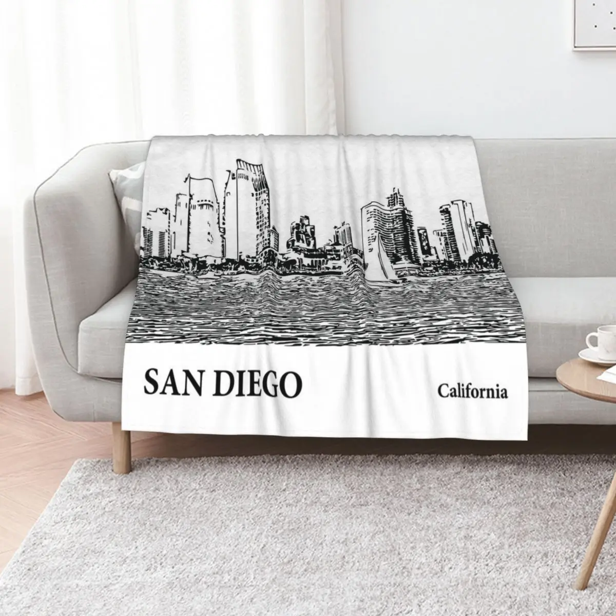San Diego California Throw Blanket Flannel Fabric For Decorative Sofa Warm Sofa Summer Beddings Personalized Gift Blankets