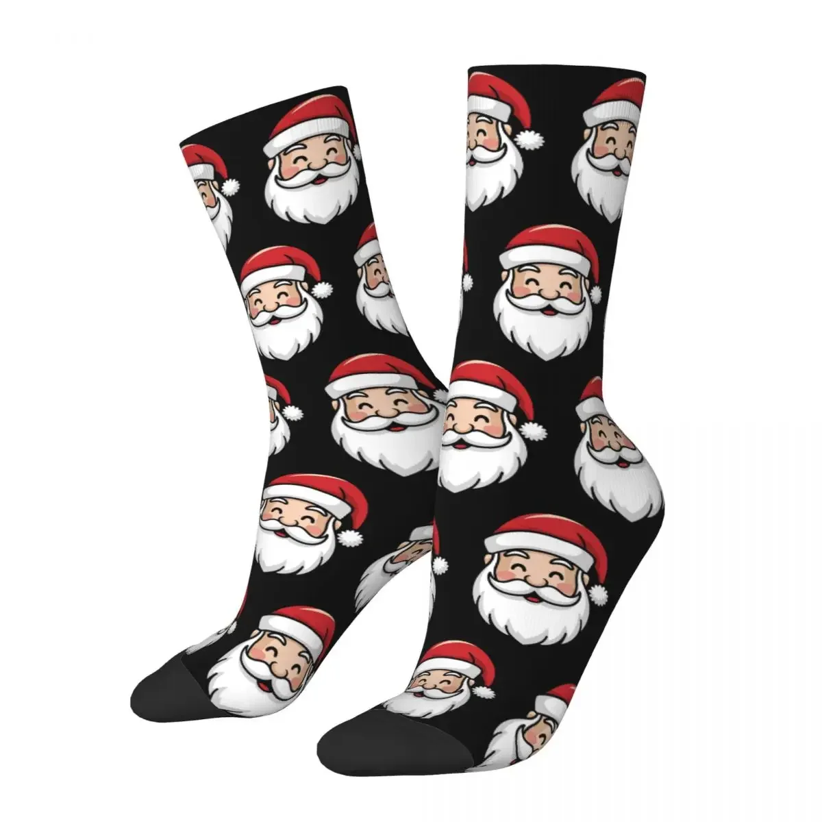 

Happy Christmas Happy Face With Santa Hat 1 Socks Harajuku Stockings All Season Long Socks Accessories for Unisex Birthday Gifts