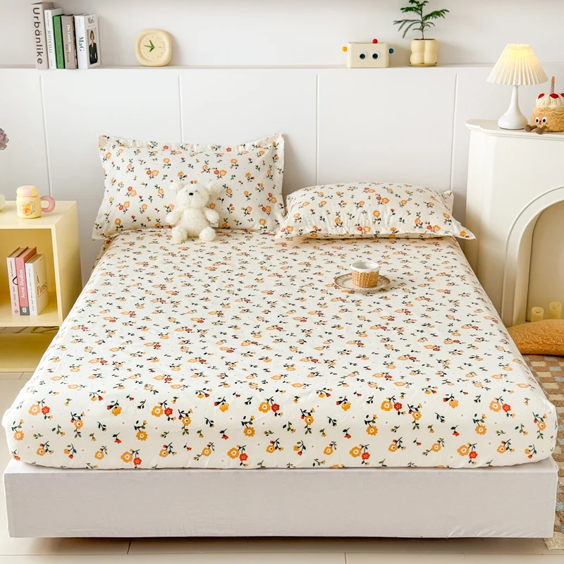 

Printed Fitsheet Single Double Twin Queen Size Mattress Cover With Elastic Band Bedsheet Soft Comfortable Fitted Sheet