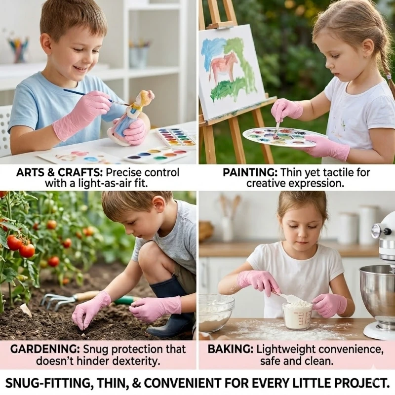 Einweg-Handschuhe für Kinder von 4-12 Jahren, 3 Mil Latexfrei, Puderfrei, Schutzhandschuhe für Basteln, Malen, Festivals und Gartenarbeit – Detail 9