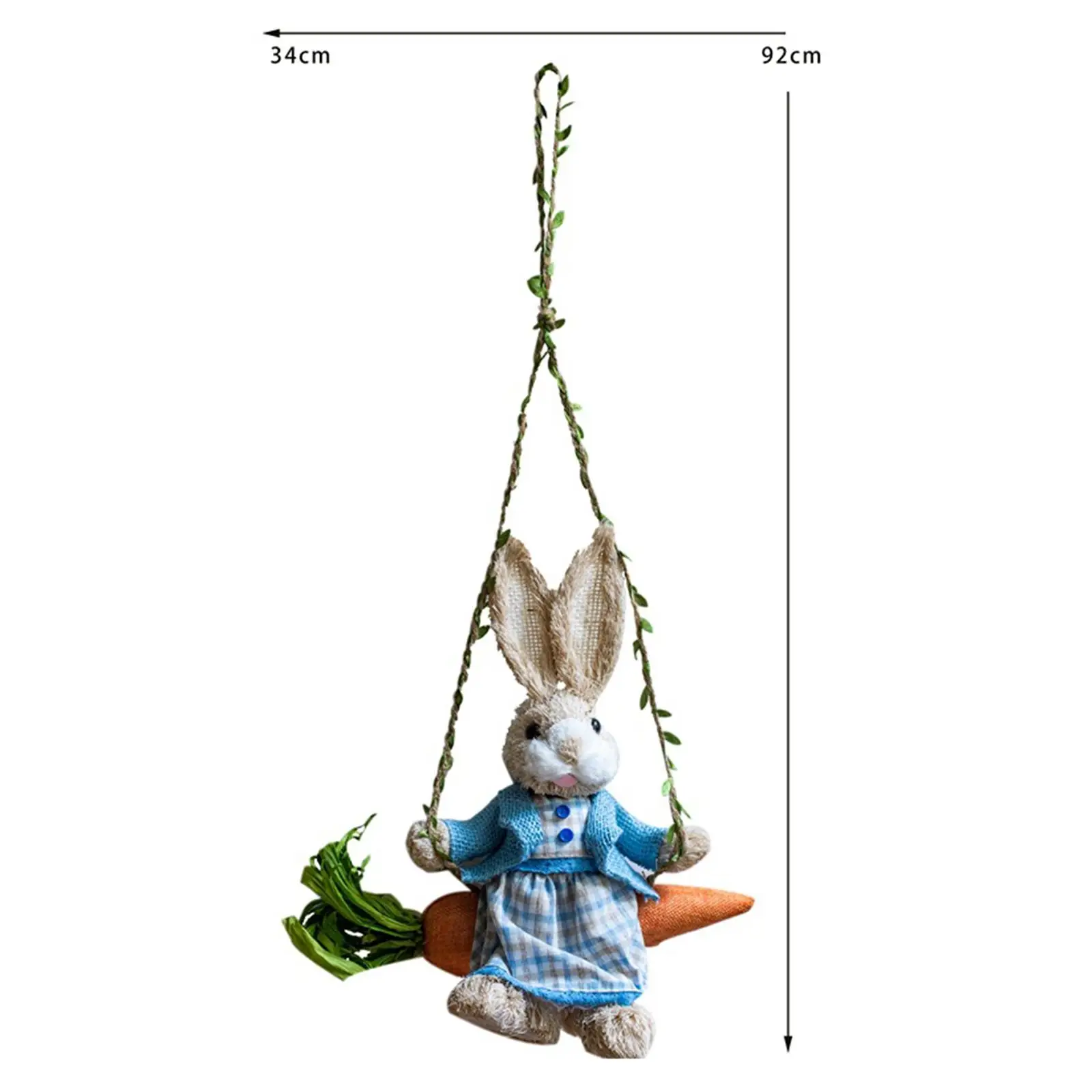 Easter Bunny Pendant Swing Bunny Figurine Hanging Rustic Swing Rabbit Hanging Ornament for Bedroom Office Ornament