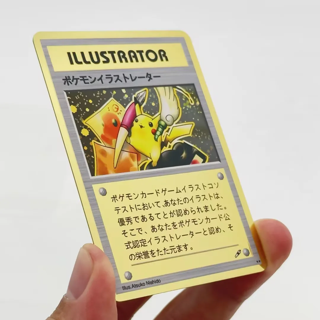 

Коллекционные карточки PTCG из металла, 1998 г., японская промо-карта Пикачу, самодельная одиночная карта, классическая игра, аниме-карты, подарок, игрушка