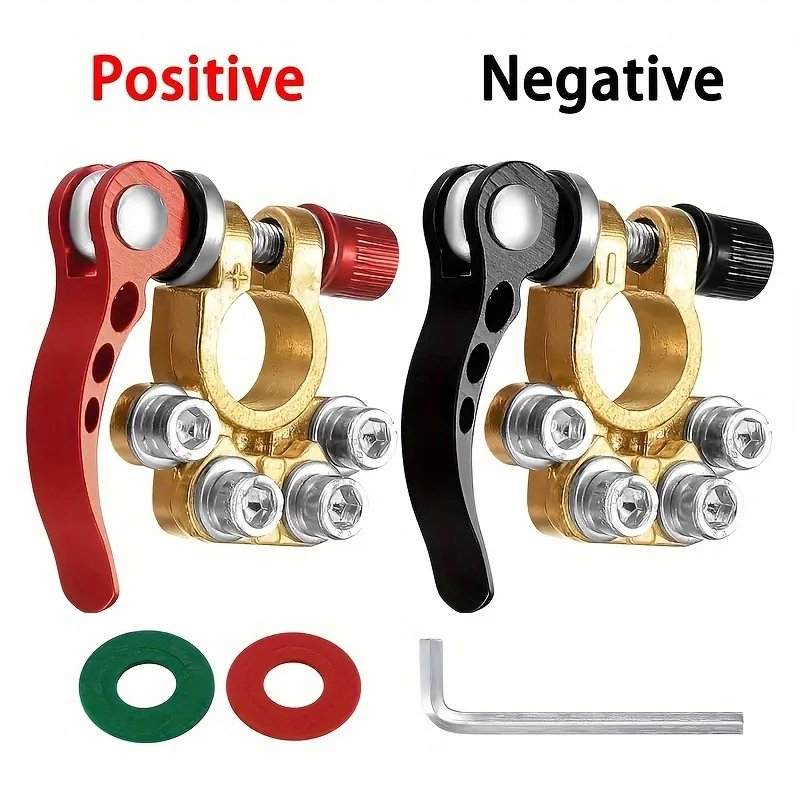 A pair of positive and negative battery post clamps, thickened car battery terminal clamps, quick battery disassembly clamps, co