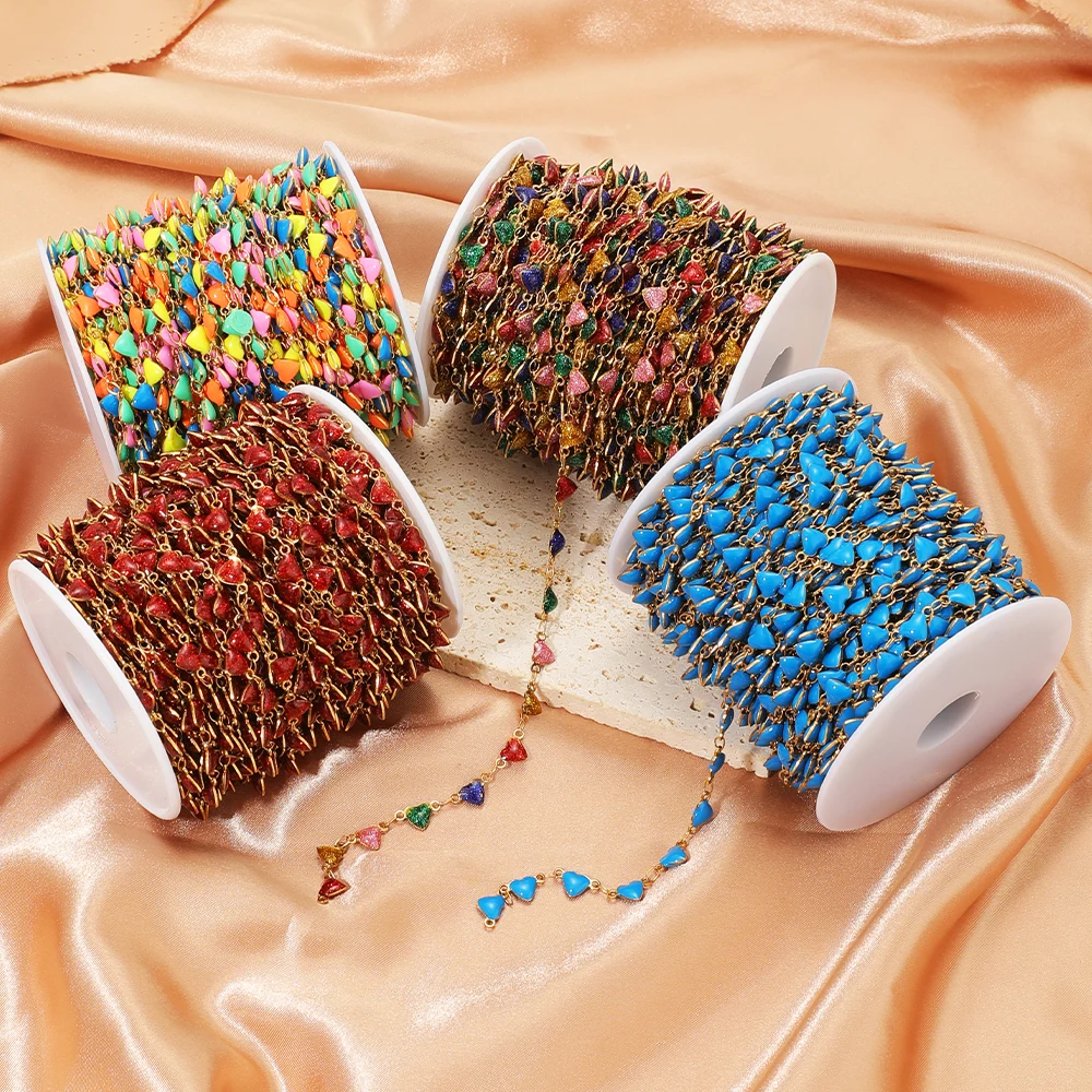 1 متر الفولاذ المقاوم للصدأ بريق المينا القلب سلاسل 6 مللي متر الخرز سلاسل ل بوهيميا صنع المجوهرات أساور يدوية القلائد النتائج