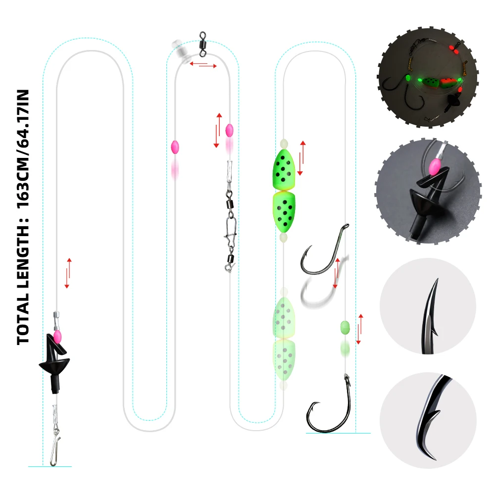 ZYZ 1 قطعة الصيد البحري الحفارات بكرة الحفارات مع مزدوجة المنقولة تعويم دائرة هوك طويل الصب تصفح الصيد الطعم الحفارات الصيد زعيم #3