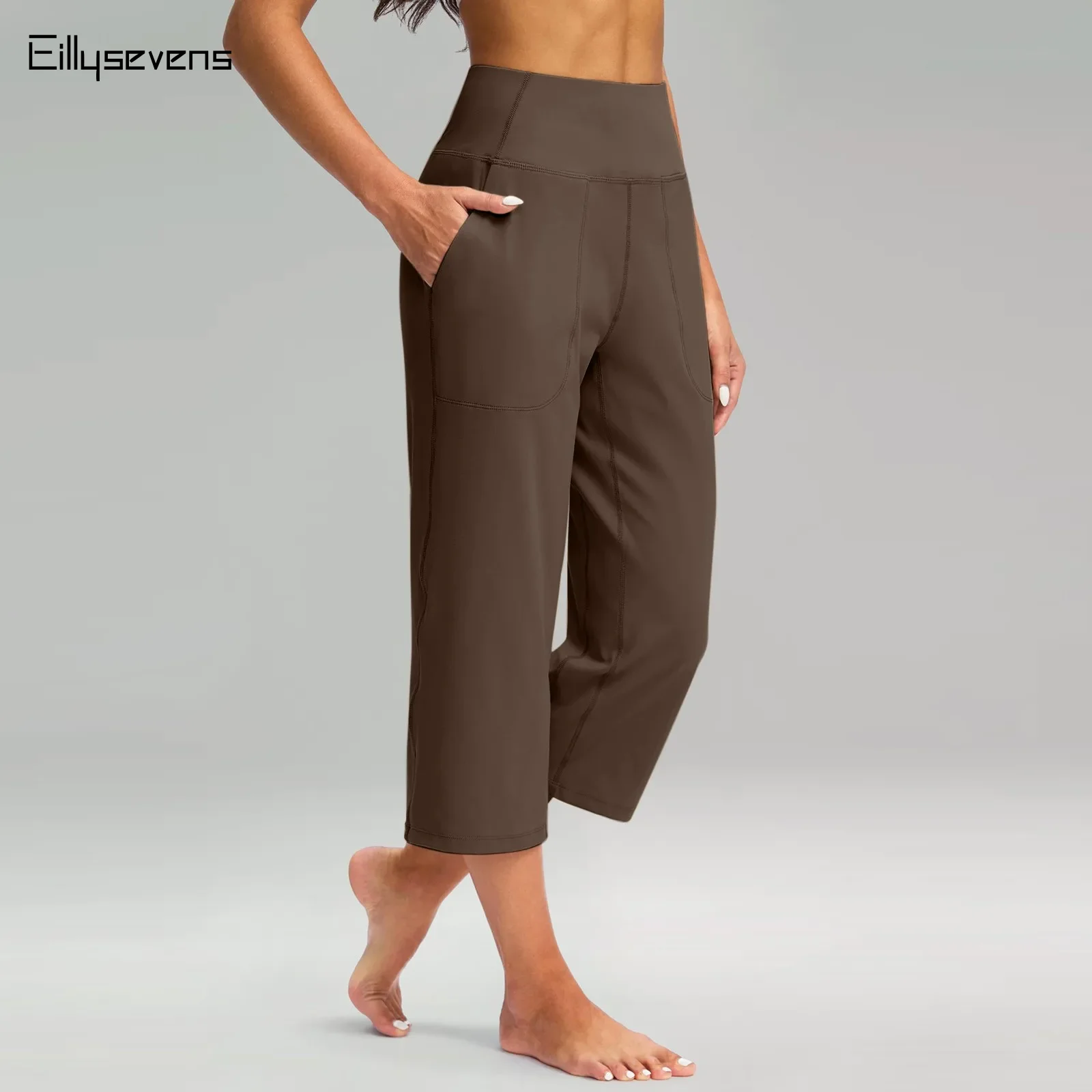 Capris de survêtement pour femmes, pantalon de sport, pantalon d'entraînement droit, taille élastique, vêtements pour femmes, nouveau, mode, 3/4