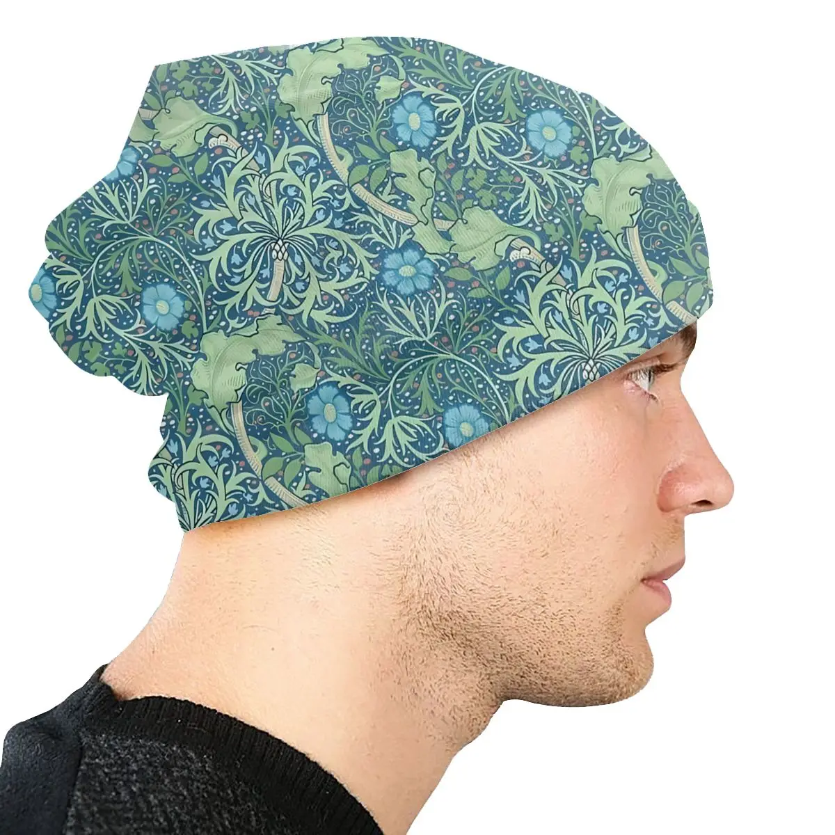 William Morris Flowers Art Skullies Beanies Caps Light Green Blue Thin Hat Sport Sports Bonnet Hats for Men Women