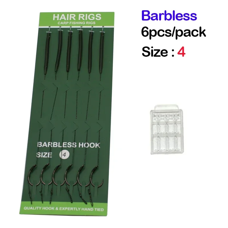 6 stücke Karpfen Angeln Zubehör Widerhaken Haar Rig Angelhaken Bereit Gebunden Rigging Mit Angelschnur Boilie Haken Tackle