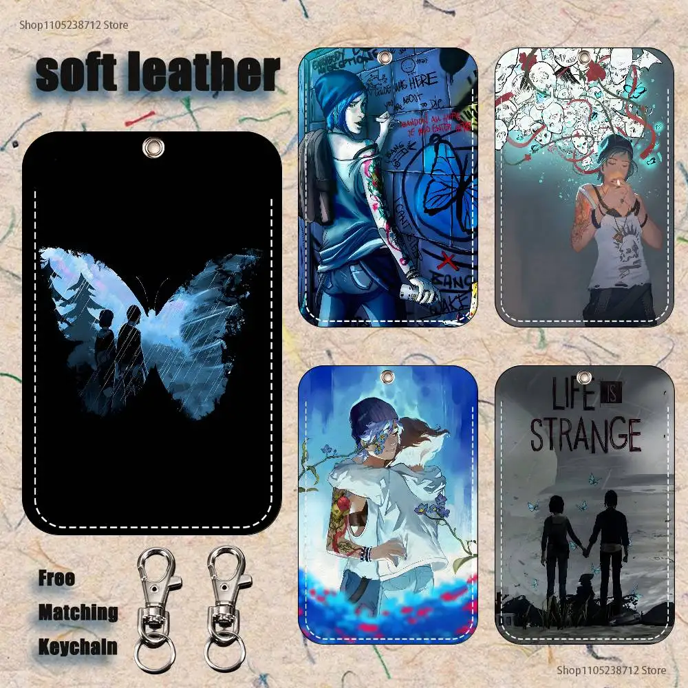 

Game L-Life is S-Stranges Holder Keychain For Bank Business Work Card Holder Student Card Protective Case Bus Card