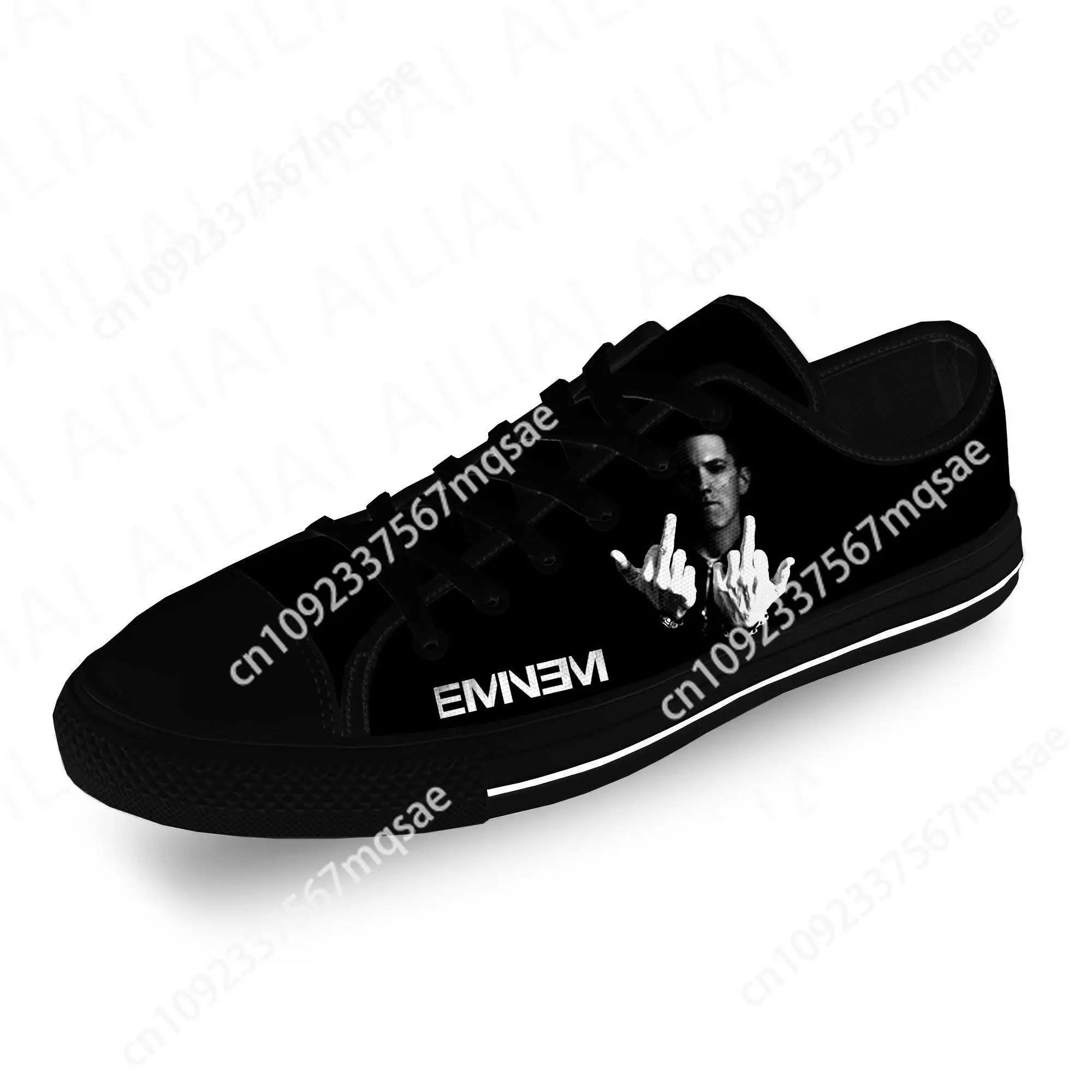 Eminem Hip Hop Rapper Rap Singer Casual Cloth Fashion 3D Print Low Top Canvas Shoes Men Women Lightweight Breathable Sneakers