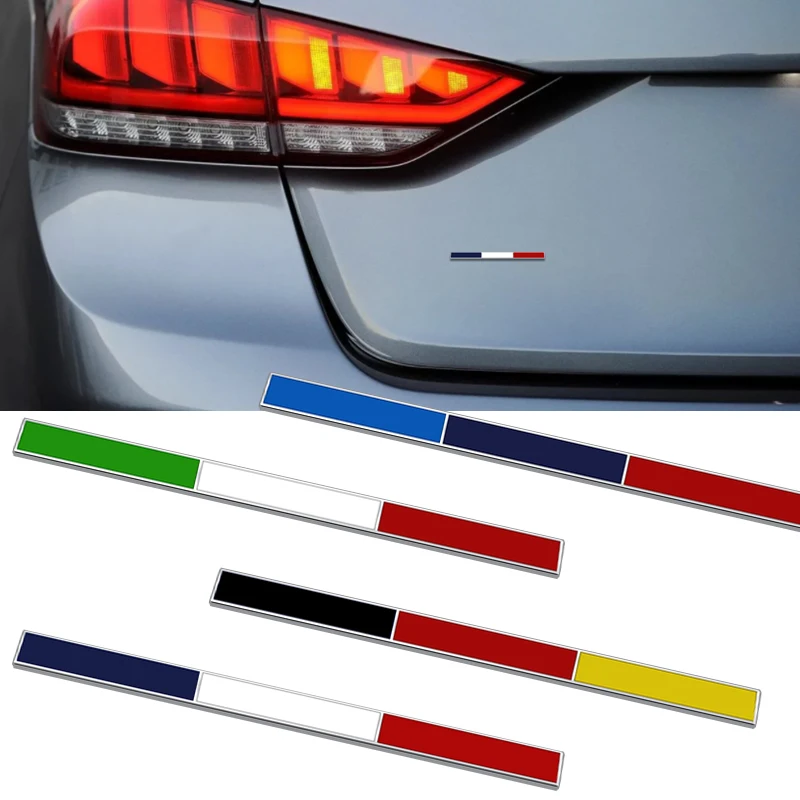 Metal 3D Badge Decorative Strips Car Rear Trunk Body Sticker Motorcycle Decals  Italy Germany Tricolor Flag Emblem car sticker view 4