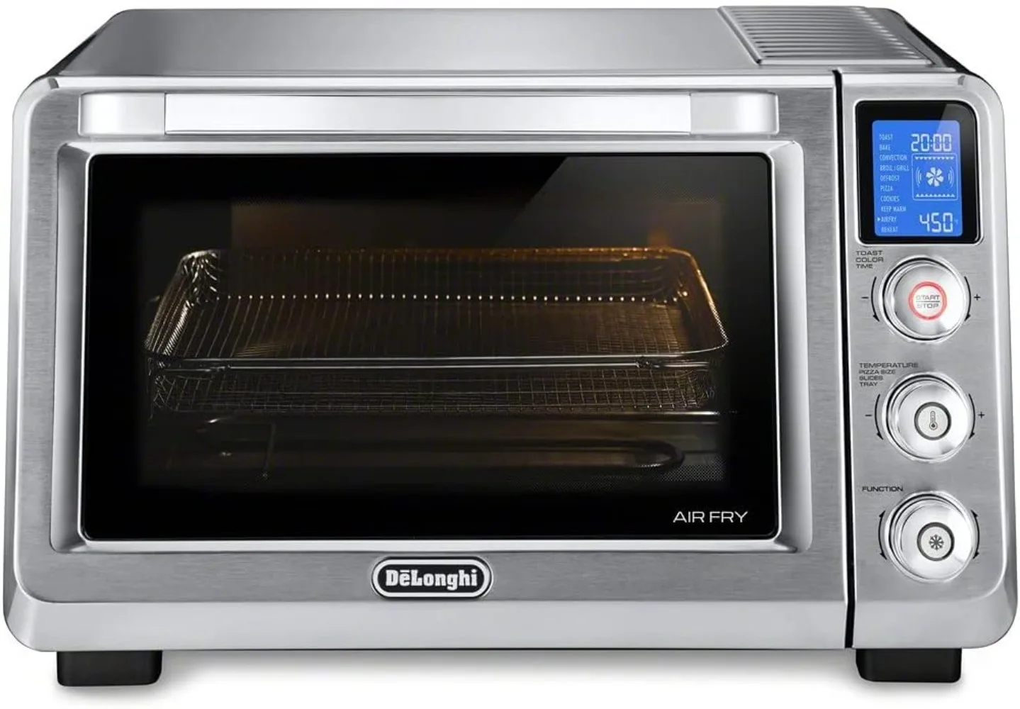 

De'Longhi 10-in-1 Digital AirFryer,True Convection Toaster Oven with Internal Light,Grills,Broils, Bakes,Roasts,Stainless Steel