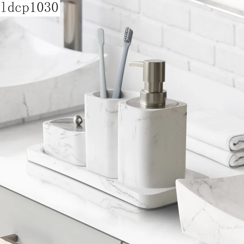 Ceramic Bathroom Supplies White Marble Brushing Cup/toothbrush Holder/storage Box Tray Home Bathroom Decoration Accessories