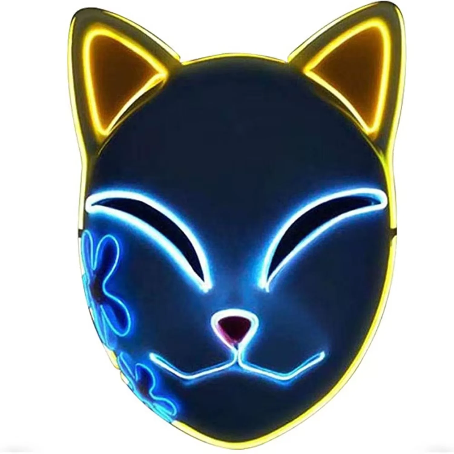 Sabito Tanjirou Makomo Demon Slayer  Cat Mask LED Light Up Luminous Glowing Kimetsu  Yaiba Comic Cosplay Adults