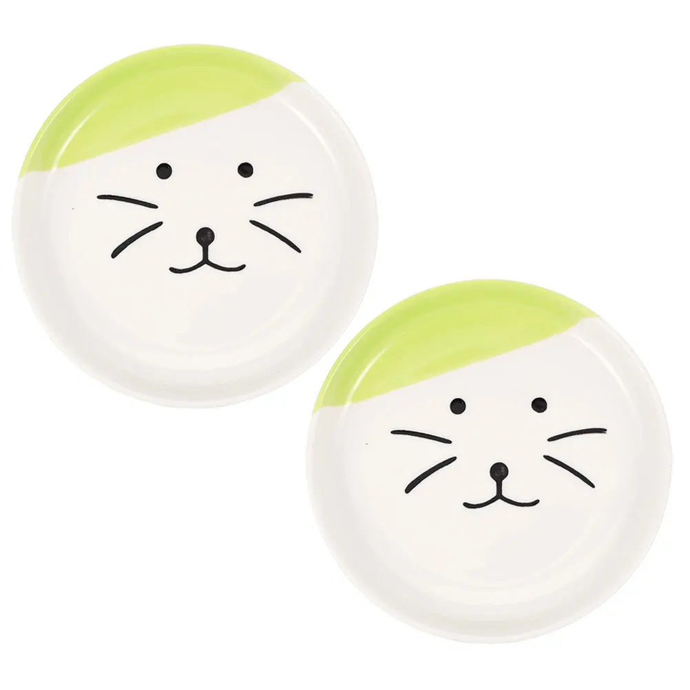 

2Pcs Household Ceramic Cat Plate Indoor Raised Feeding Dish Smooth Surface Wear-Resistant Pet Food Bowl Safe Cat Feeding Plate