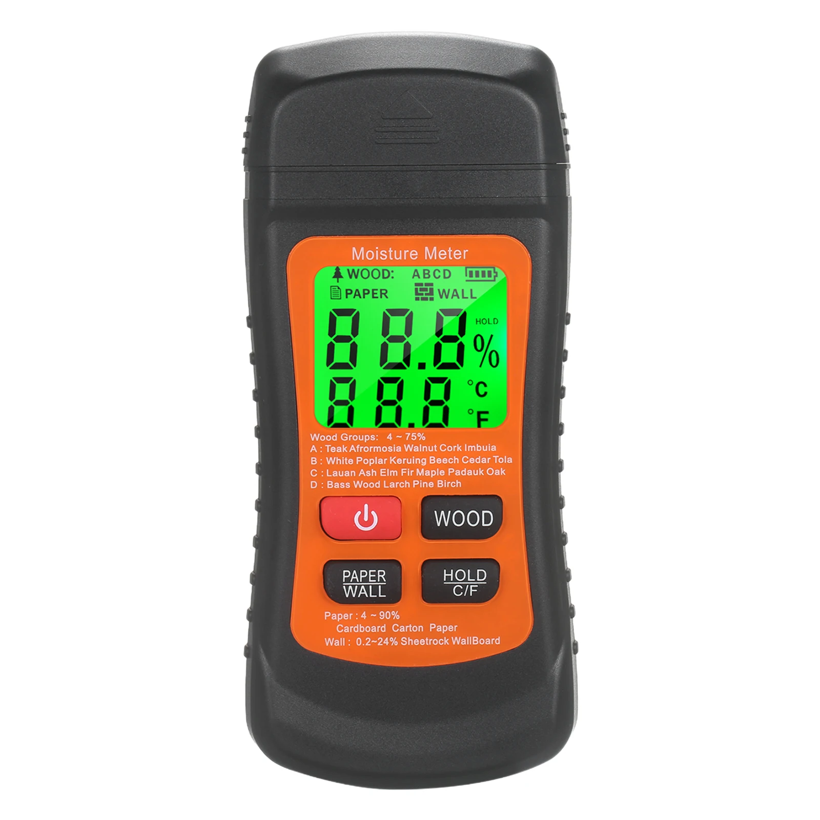 2Pin Wood Digital Humidity Content Tester with Backlit LCD Water Detector Timber Damp Detector for Lumber Concrete Building
