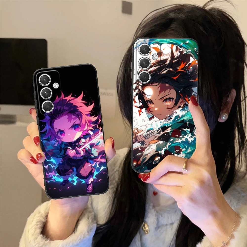 Demon Slayer Tanjiro Mobile Phone Case for Samsung Galaxy S24 S23 S22 S21 S20 S10 S9 Plus FE Ultra Lite Black Phone Cover Shell