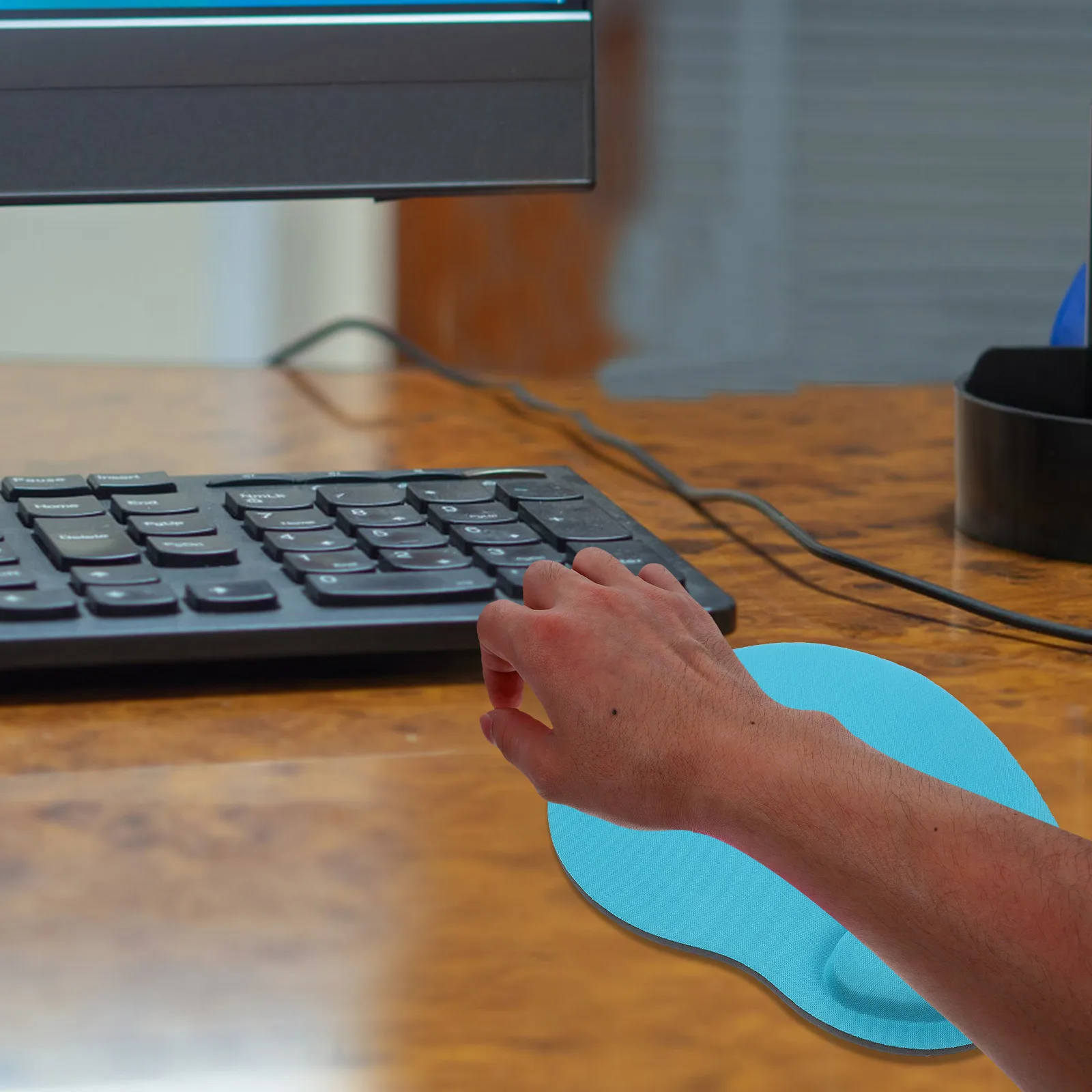 

Ergonomic Mousepad Wrist Rest Blue White Computer Sponge Pad for Office Home Students Gaming Stress Relief Skid Proof