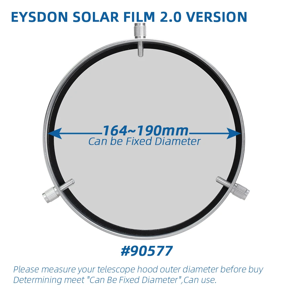 EYSDON Telescope Solar Filter 164-190mm Hood Support  Diameter Sun Film Astronomical Accessories Sunspot - #90577