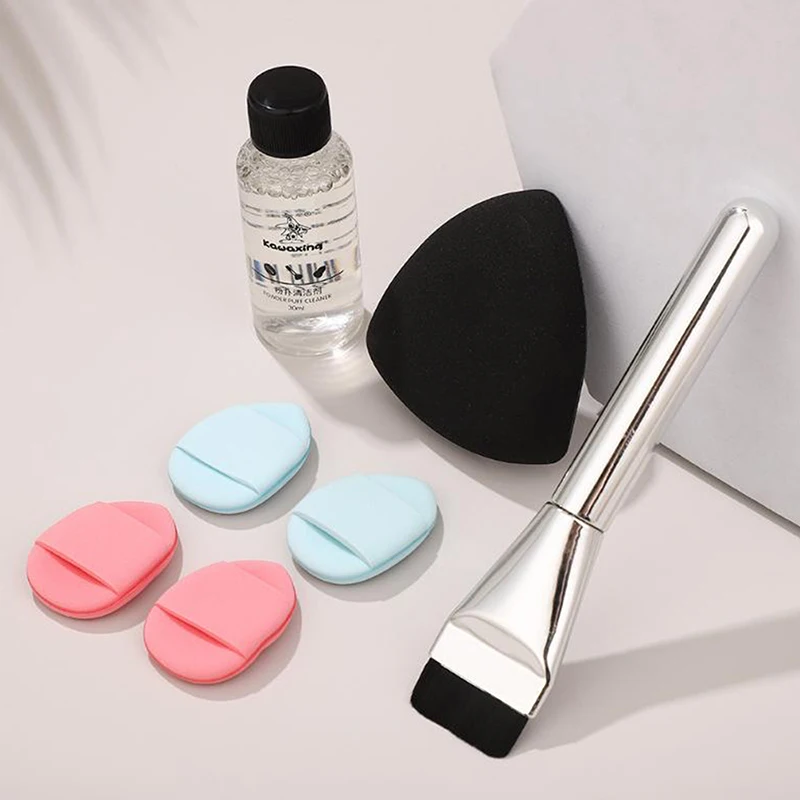 Dreieck Schwarz Make-Up Puff 7 Teile/satz Flachkopf Foundation Pinsel Reiniger Mini Finger Schwamm Concealer Air Kissen Werkzeug
