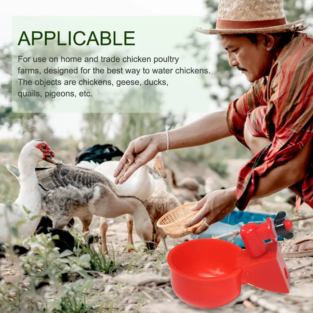 Automatic Chicken Water Cup Waterer Bowl Kit Farm Coop Poultry Waterer Drinking Water Feeder for Chicks Duck Goose Turkey Quail