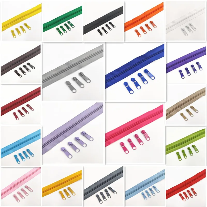 1/2/3/5/8/10 متر 5 # طويلة سحابات من النايلون رولز مع 2/4/6/10/16 /20 قطع سستة المنزلق ل خياط الخياطة اكسسوارات #2