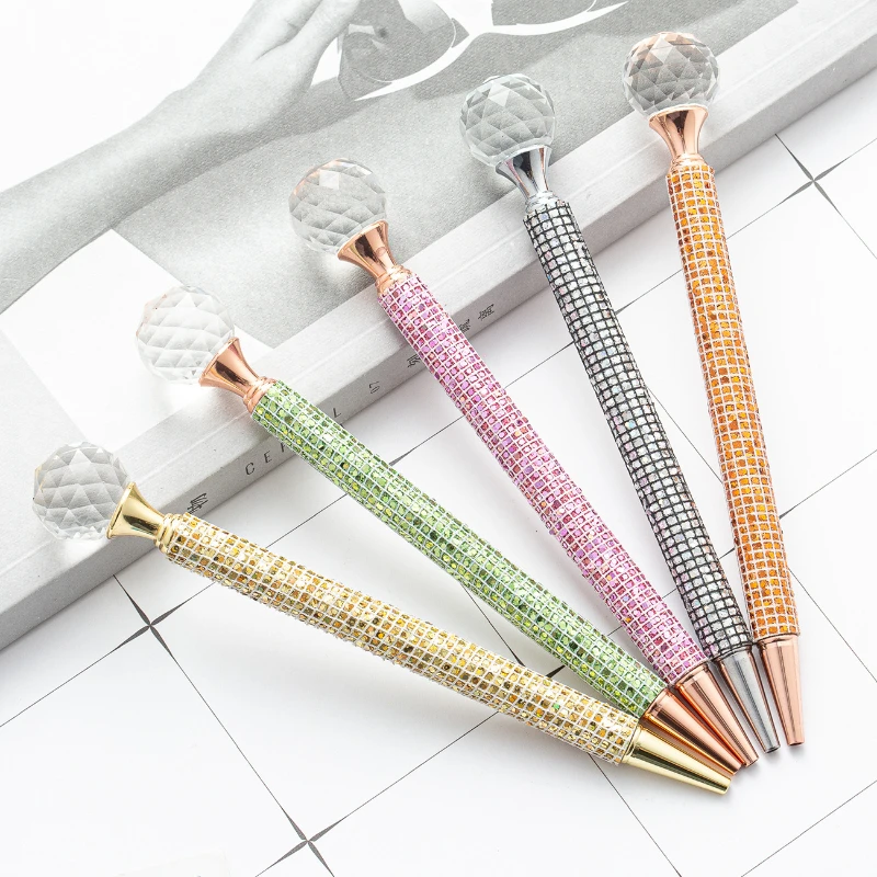 10PCS  Metal round diamond sequin ballpoint pen Office gift ballpoint pen Spot new wholesale metal pen