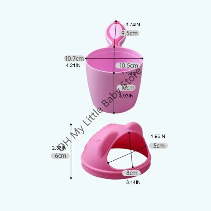 M76C كارتون حمام الطفل شلال شطف الاطفال شامبو شطف كوب حمام دش غسل لرأس كوب استحمام الطفل ملاعق بلاستيكية