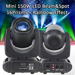 Mini Moving Head DJ Lights 150W LED Light 7 Gobos 7 Colors Beam Spotlight DMX Sound Activated Wedding DJ Disco Party Live Show