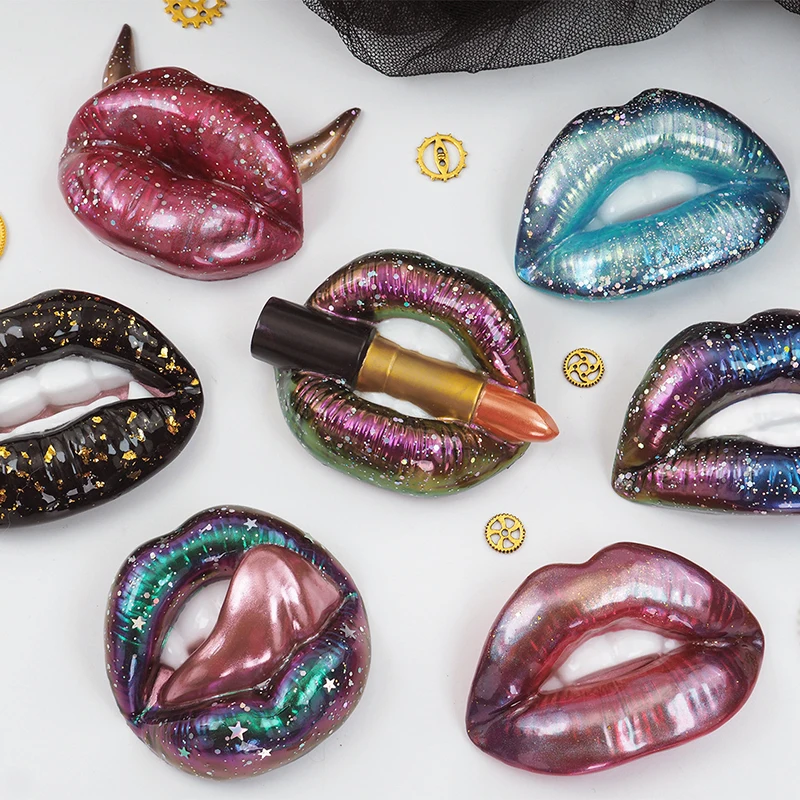 3D Sexy Lippenspiegel Silikonform Epoxidharz Mehrere stereoskopische Lippenform DIY Party Hochzeit Dekor Zimmer Werkzeuge Handwerk machen