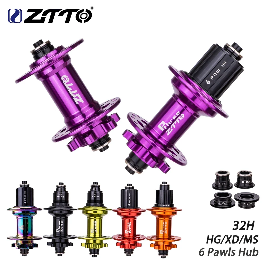 ZTTO MTB Bike 6 Pawls Disc Brake Hub XD MS HG DT 370 xm490 D041SB Mountain Bike 32Holes Thru Axle 15x100 12x142 QR 10x135 9x100