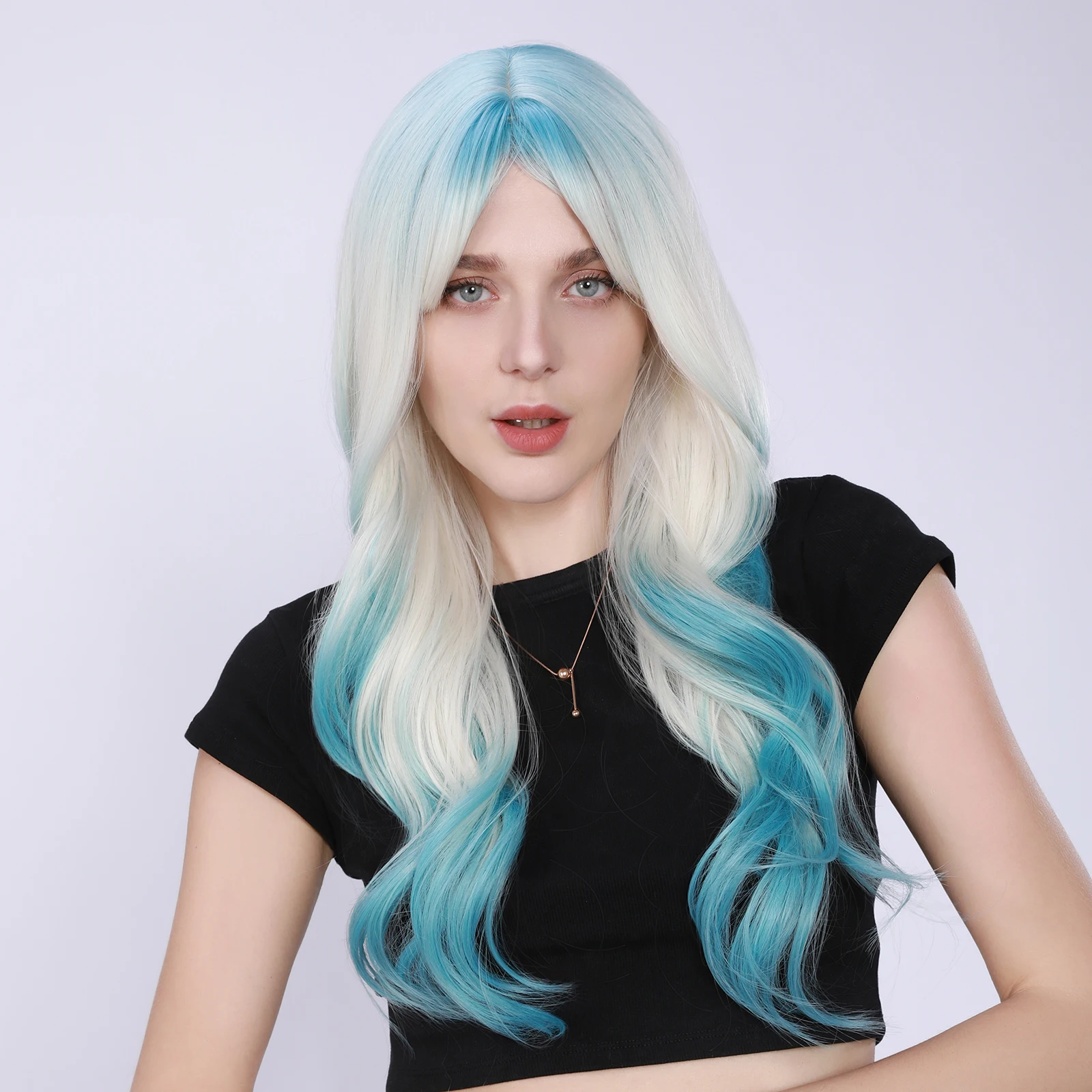 

Synthetic women's fashion wigs, breathable and heat-resistant rose net material, suitable for women's daily wear