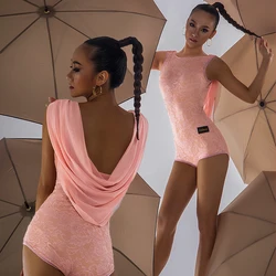 Sexy Lace Latin Dance Tops Backless Bodysuit Latin Performance Costume Ballroom Dance Clothes Cha Cha Salsa Dance Wear DNV16456