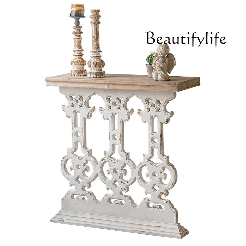 

French porch table ultra-narrow solid wood side table living room aisle corridor long table