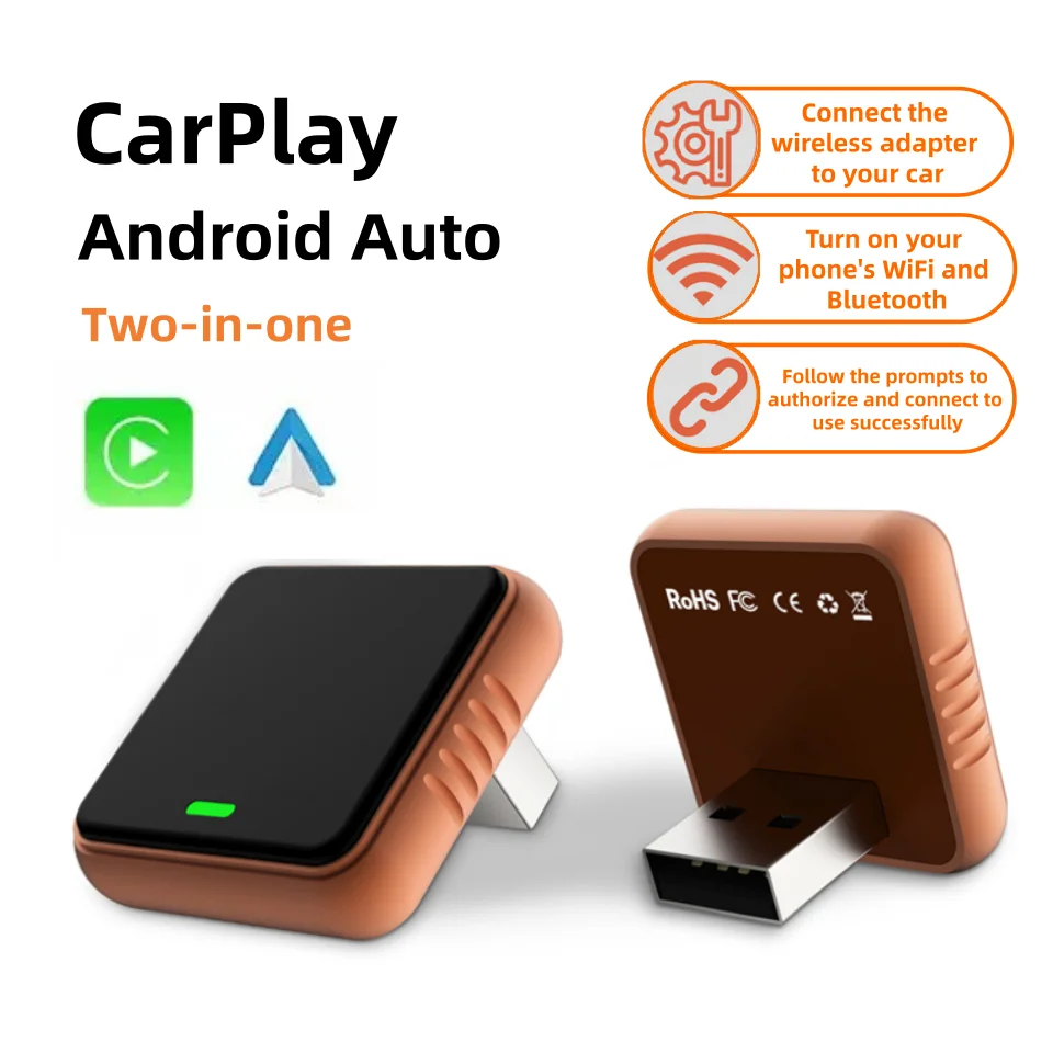 

Оригинальный беспроводной адаптер 2-в-1 CarPlay и Android Auto, USB-донгл для автомобиля, подключение Plug & Play, быстрое подключение, 5G WiFi, умный AI-бокс