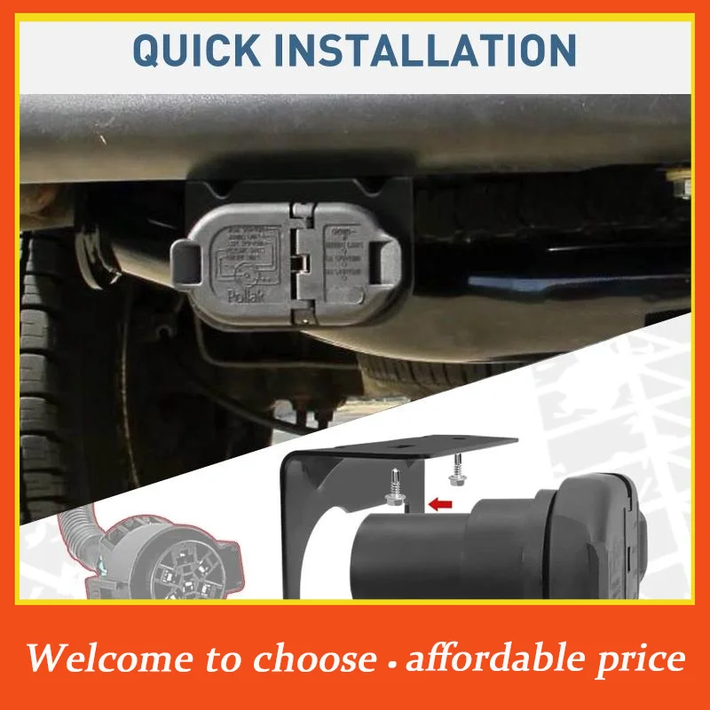 

[]1pc new Style 7-Way & 4-Way Trailer Wiring Harness With Bracket, For 2007-2024 F150, Chevy Silverado, RAM