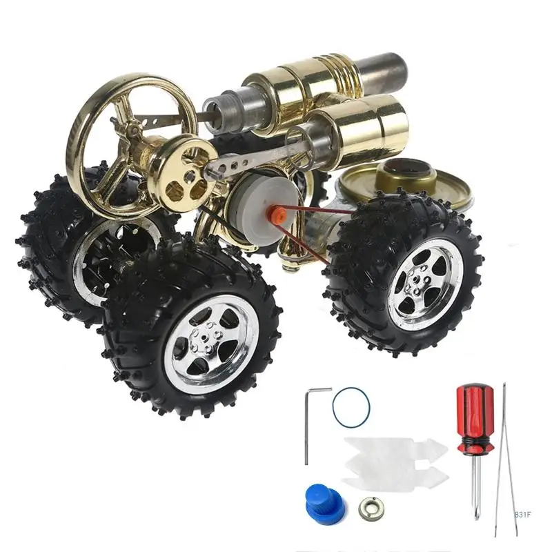 Classic Metal Stirling Car Engine Motor Physics Experimental Toy Gifts Retro Metal Science Technology Toy Props for Kids