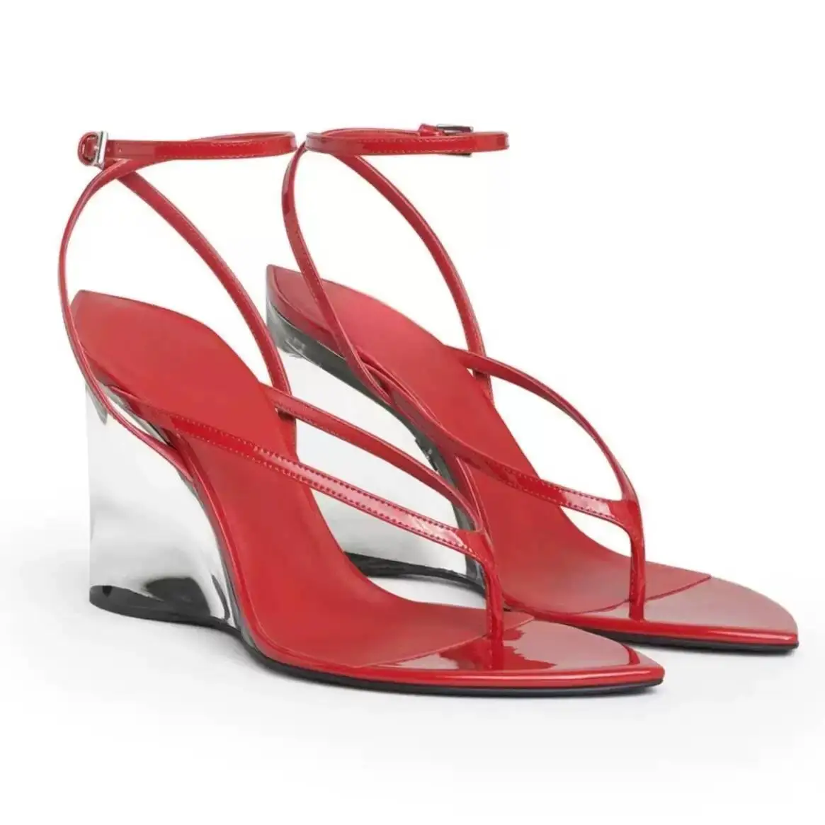 2026Summer New Transparent Thick High-heeled Women's Sandals, Pointed Flip Flops, Clip Toe Sandals, Party High-heeled Sandals image 4