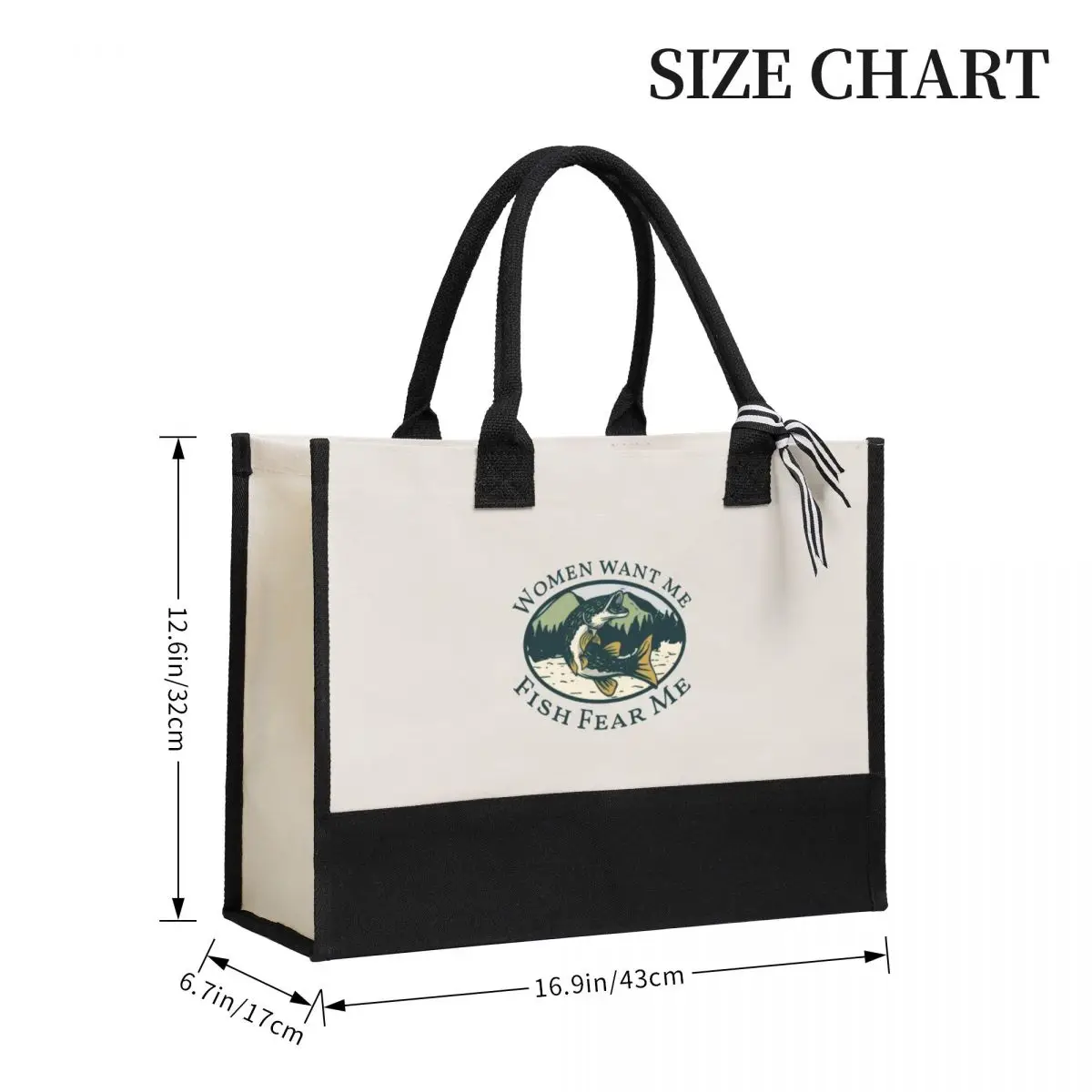 Le donne vogliono Me Fish Fear Me Canvas Bag Shopping Bag decorazione di nozze borsa da sposa da viaggio miglior regalo di nozze