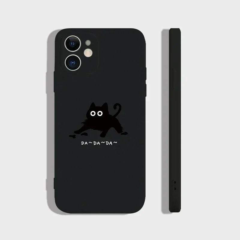 Funny Cute Cat Soft Phone Case For iPhone 15 16 14 13 12 11 Pro Max 13Mini 7 8 14Plus SE Matte Cartoon Couple Cover Shell Fundas