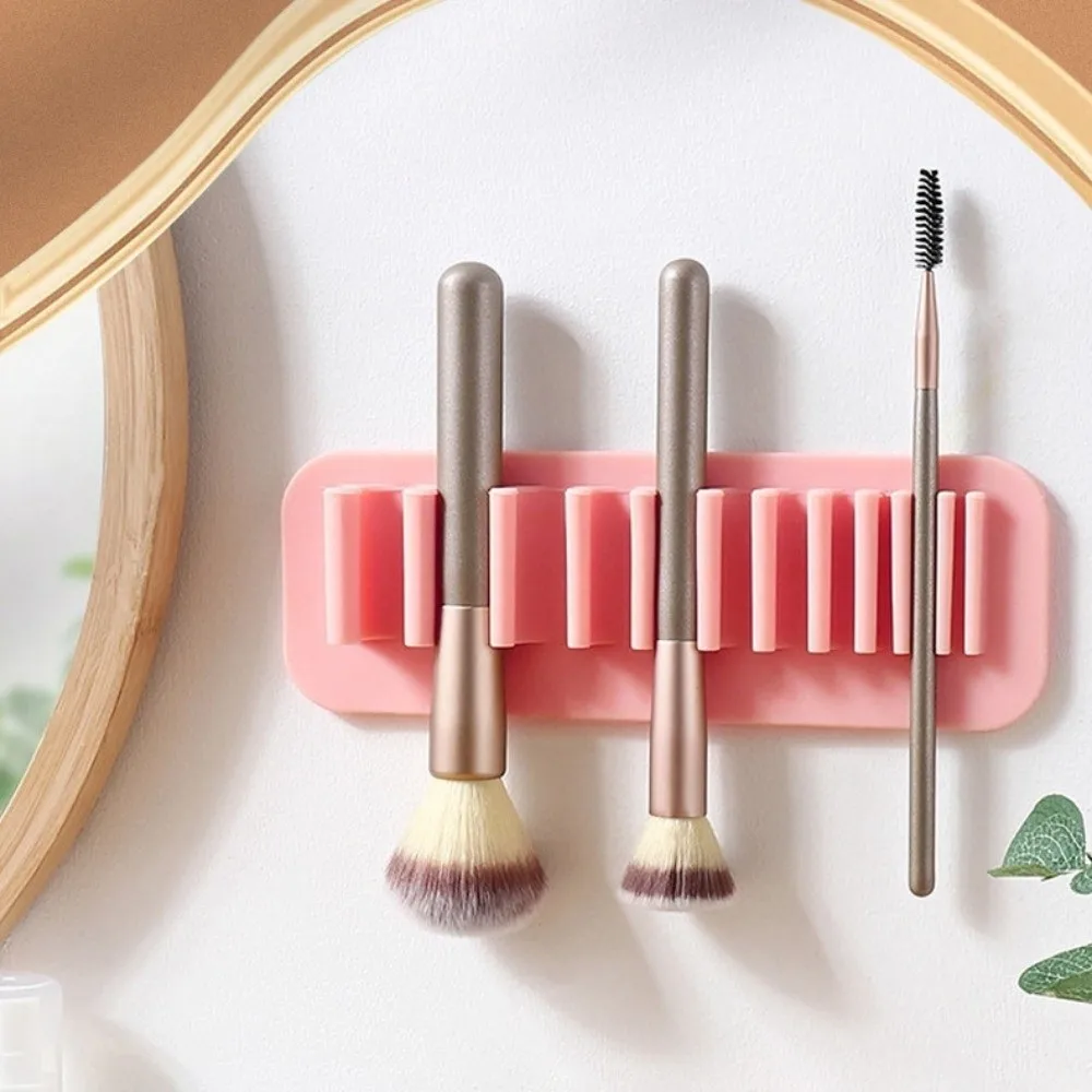 New Soft Silicone Brush Drying Rack Solid Color Suction Cup Cosmetic Tools Wall Mounted Makeup Brush Cleaner for Beauty Station