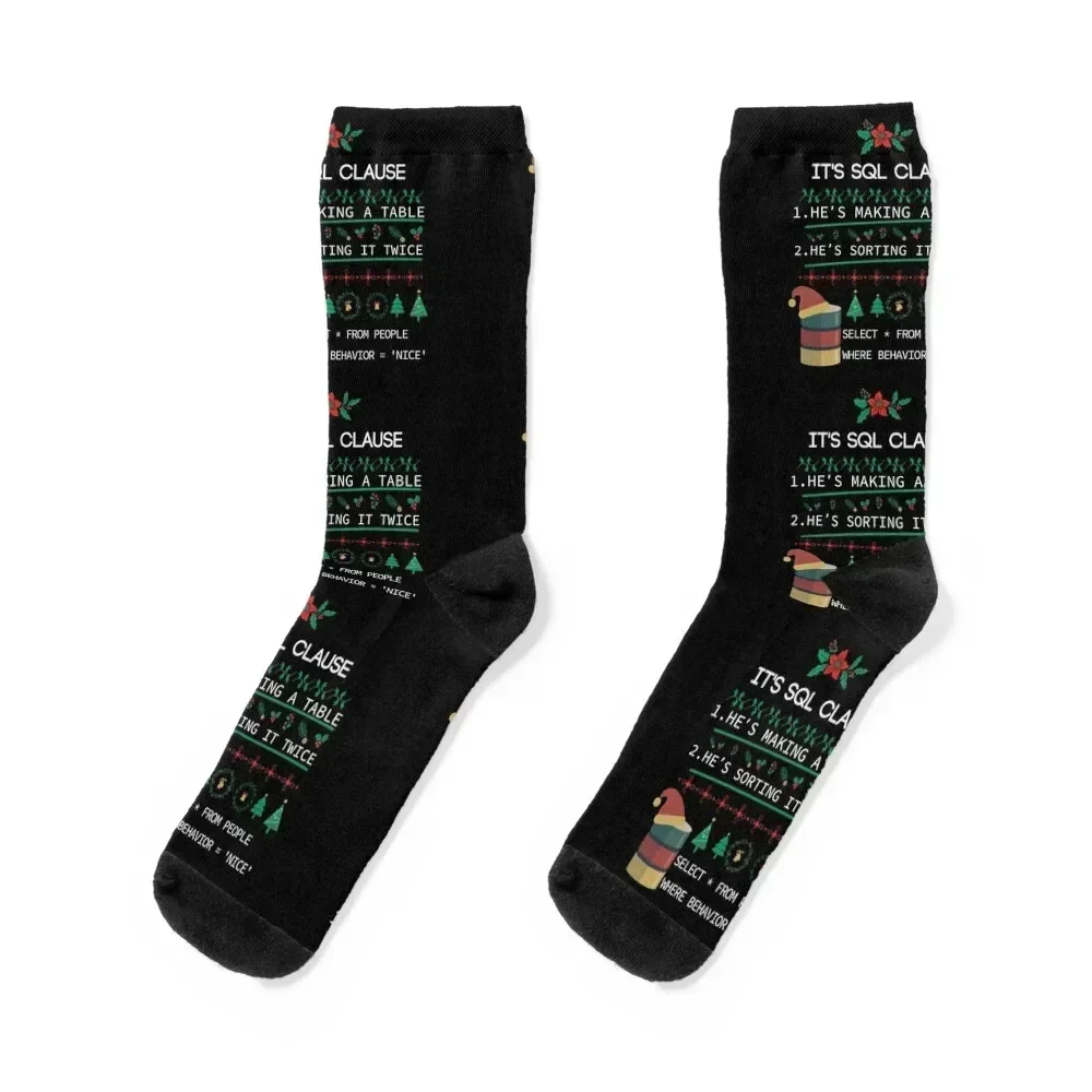 

SQL Clause Christmas, beautiful gift for developer, programmer Socks anti-slip Children's floral Socks For Man Women's