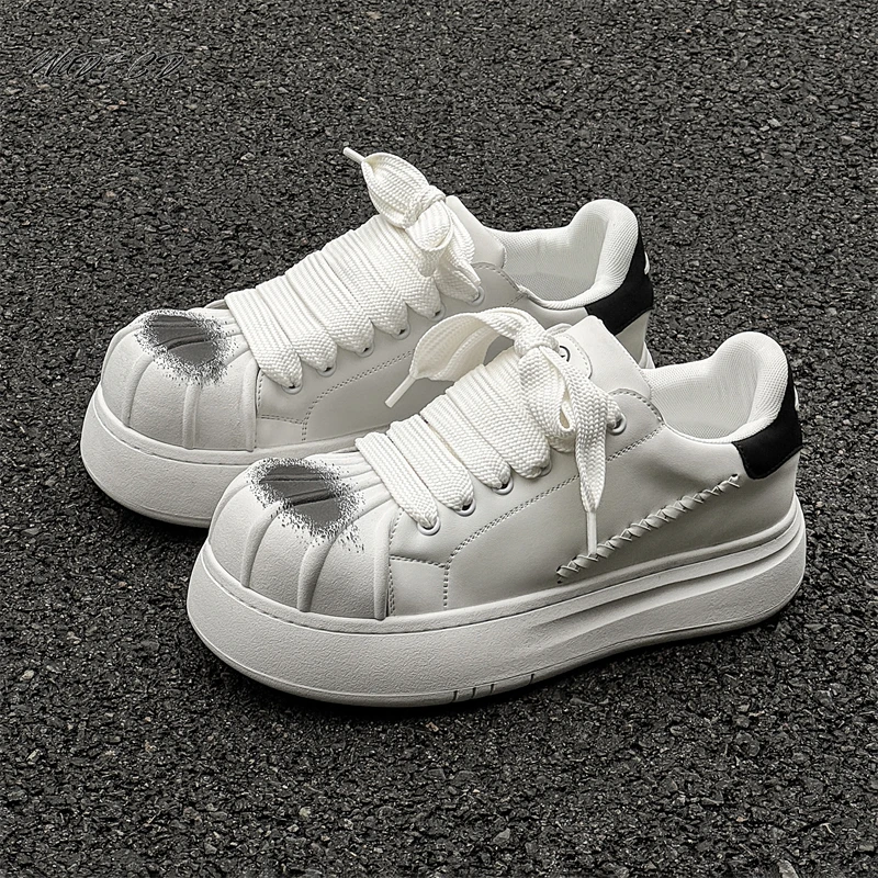 

Кроссовки, повседневные мужские дизайнерские туфли с ракушками, модные туфли из кожи из микрофибры, дышащие туфли на платформе с увеличенной высотой